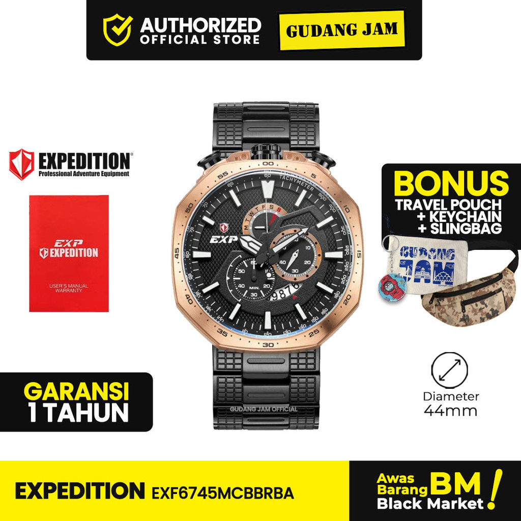 Jam Tangan Pria Expedition Pria EXF6745MCBBRBA Black Rosegold Watches
