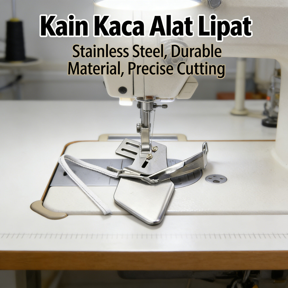 Mesin Jahit Pembuat Pinggiran Kain Bisban Kelim Alat Lipat 30/32/34mm 4 Lipatan Ganda Stainless Stee