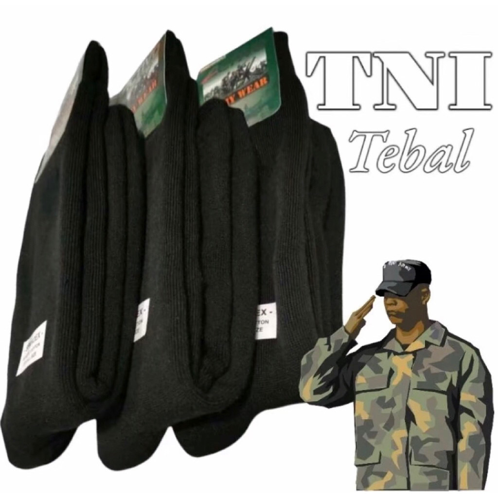 (Lusinan) 12 Pasang Grosir Kaos Kaki TNI / Kaos Kaki Panjang Tebal / Kaos Kaki TNI PDL / Kaos Kaki P