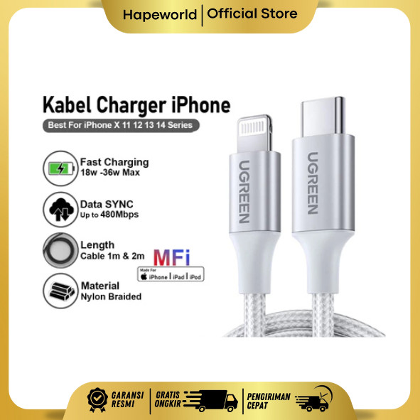 UGREEN CABLE C TO LIGHTNING NYLON 20W+ 60759 / 70523 / 90493