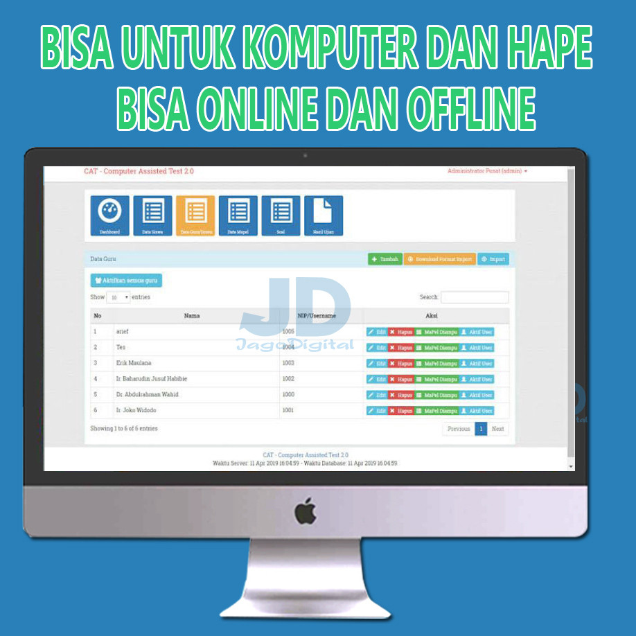 Software Aplikasi Ujian Online CAT berbasis WEB bisa Offline/Online