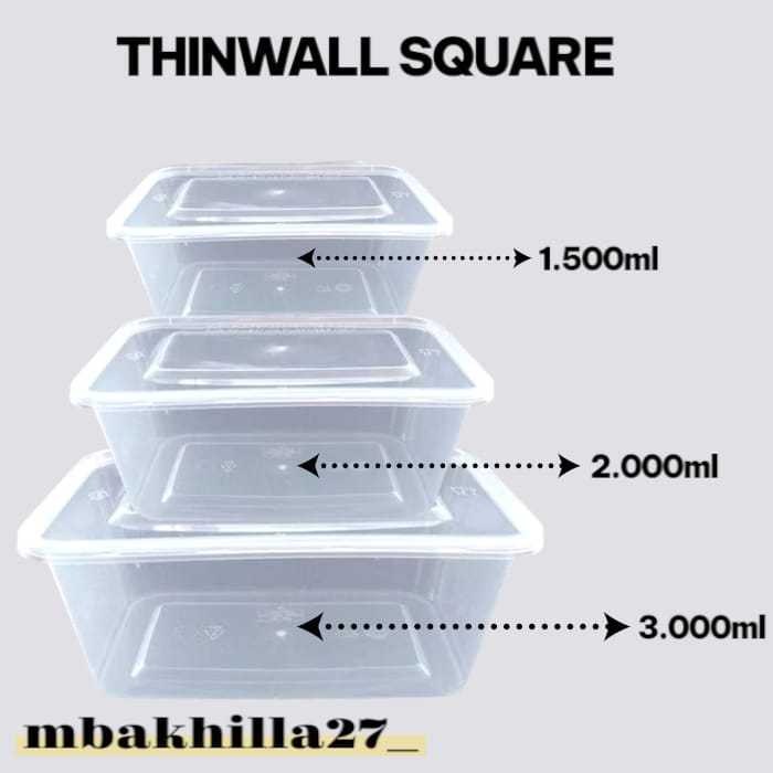 Ayumi Shop - Thinwall Square Food Container Box Kotak Makan Plastik