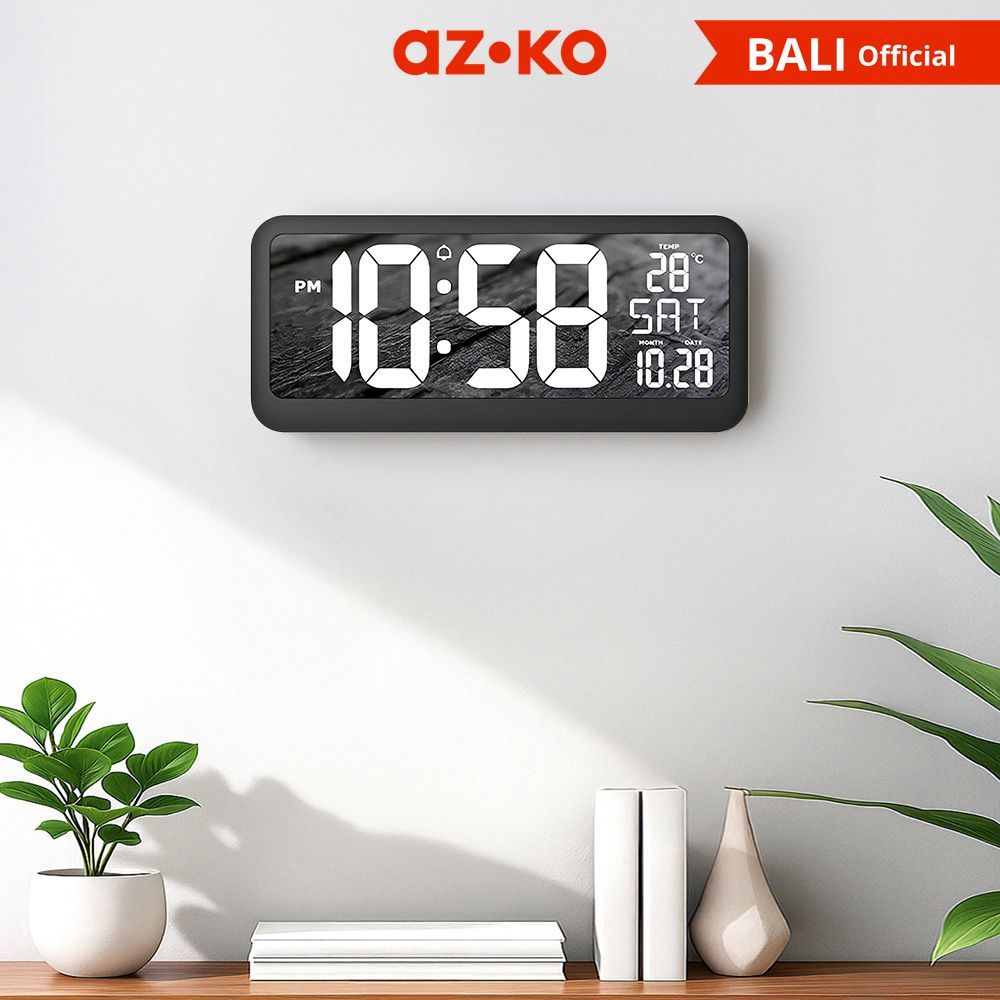 AZKO Forhom Jam Dinding Led Digital - Hitam Wall Clock Jam Tembok Digital Aesthetic Dekorasi Rumah H
