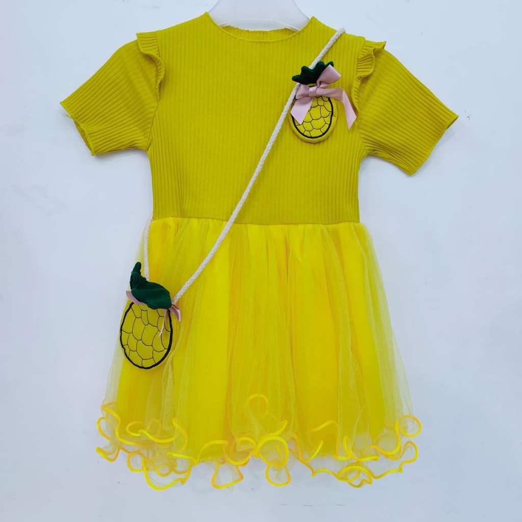 Dress Nanas Tutu Yellow Anak Perempuan 2-3 Tahun