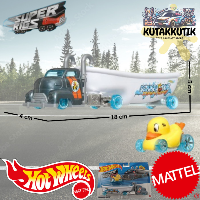 Hotwheels Super Rig Mobil Truk Trailer Angkut Mobil Desert Force Red Planet Transport Scrubba Dub