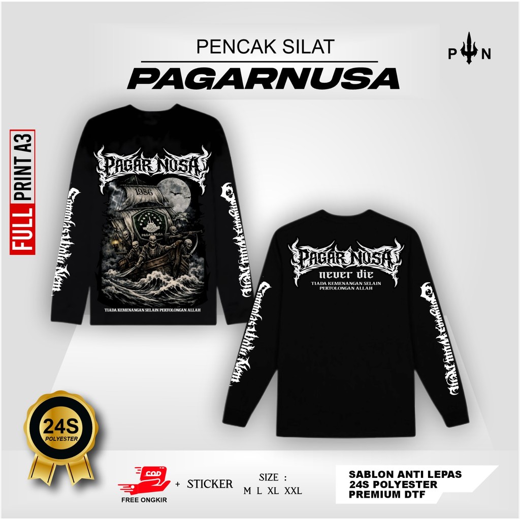 KAOS LENGAN PANJANG PAGAR NUSA PAGAR NUSA NEVER DIE  T-SHIRT LONGSLEEVE PAGAR NUSA - KAOS LENGAN TAN