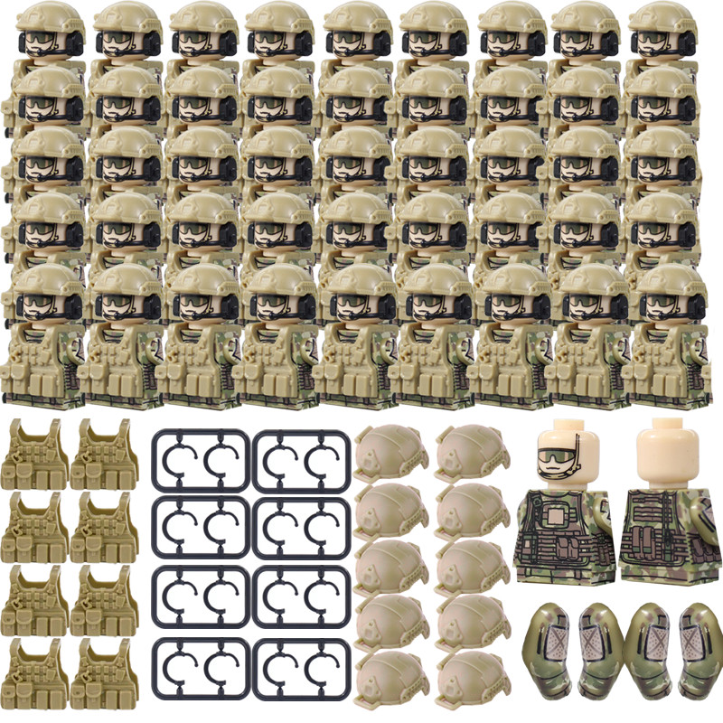 Military US Special Forces Figures Buig Block German Soler MOC SWAT Army Gun Vest Backpack Brick Kid