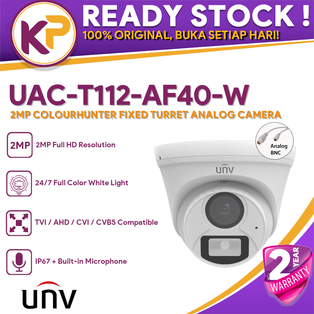 UNV UAC-T112-AF40-W UNIVIEW 2MP COLOURHUNTER FIXED TURRET ANALOG CAMERA