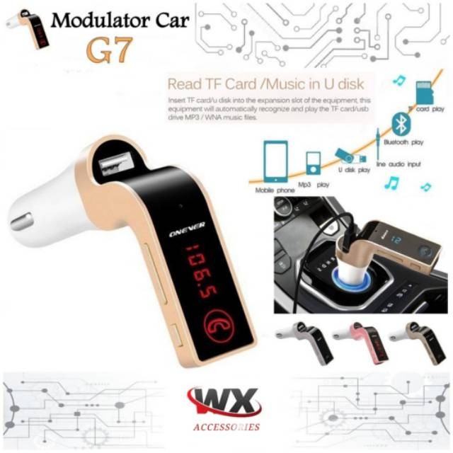 Modulator Bluetooth  Transmitter G7 + Saver Charger Mobil Lighter FM Bluetooth