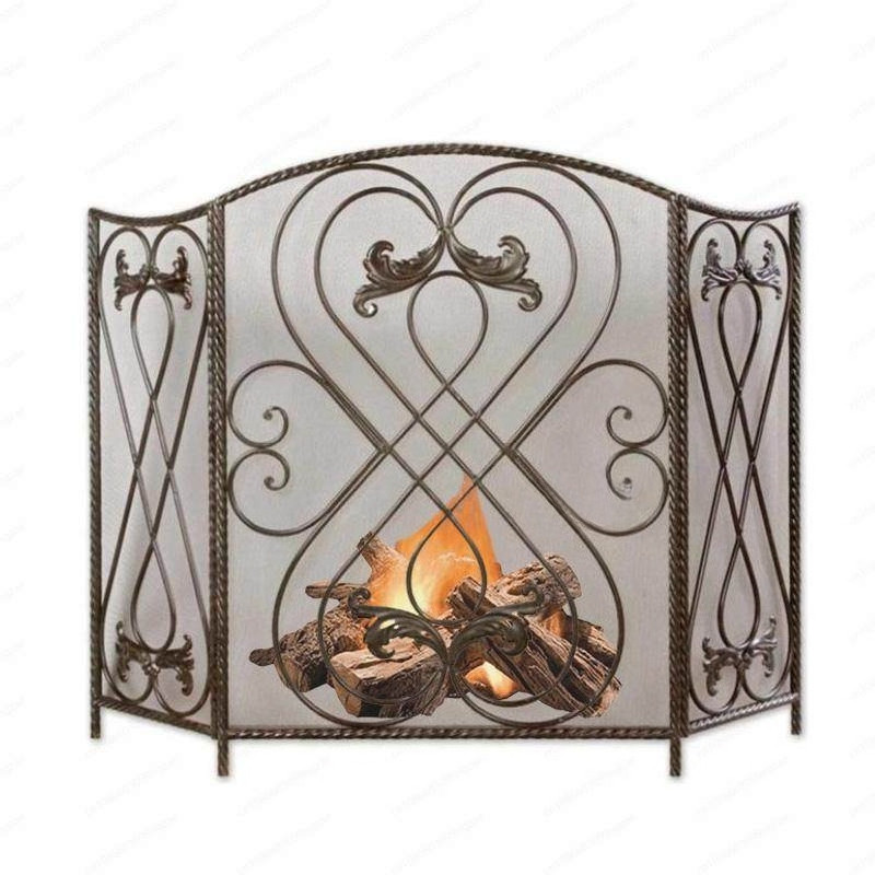 fireplace with mesh screen, new fireproof fence core fireplace partition threefold fireplace fence