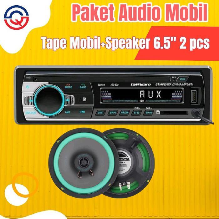 Paket Tape Mobil Taffware JSD-520 dengan Speaker Roadstar 6.5 inch Two Way 2pcs