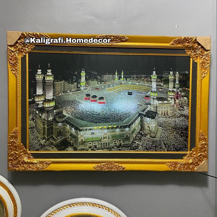 KALIGRAFI MUROTAL QUR'AN BELGEA 125X85CM - KA'BAH MP3 Dan LAMPU, tambah kelap kelip, Emas Terlaris