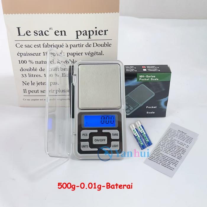 READY Timbangan Emas Digital Mini Timbangan Mini 0.01-500 Gram Mini Digital Pocket Scale - 500g-0.01