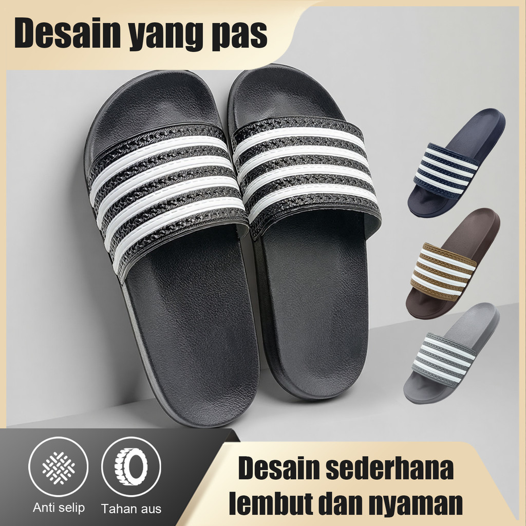 Sandal Slide Slip on Pria Sandal Rekat Pria Sandal Pria Karet Empuk Anti Slip Sepatu Sandal Pria Slo