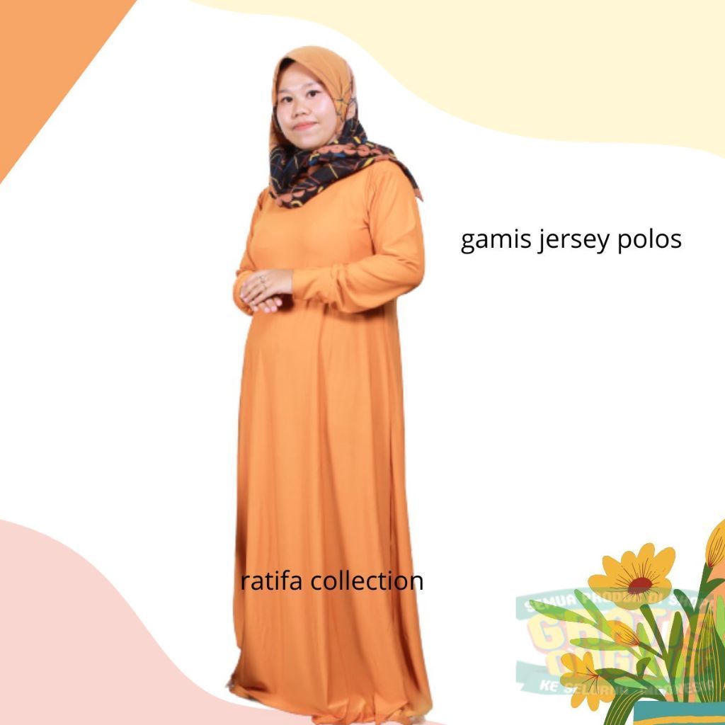 Gamis Jersey Polos  Super Jumbo Ld 130 PJ140 Baju jersy premium adem tebal.Ratifa collection.pakaian