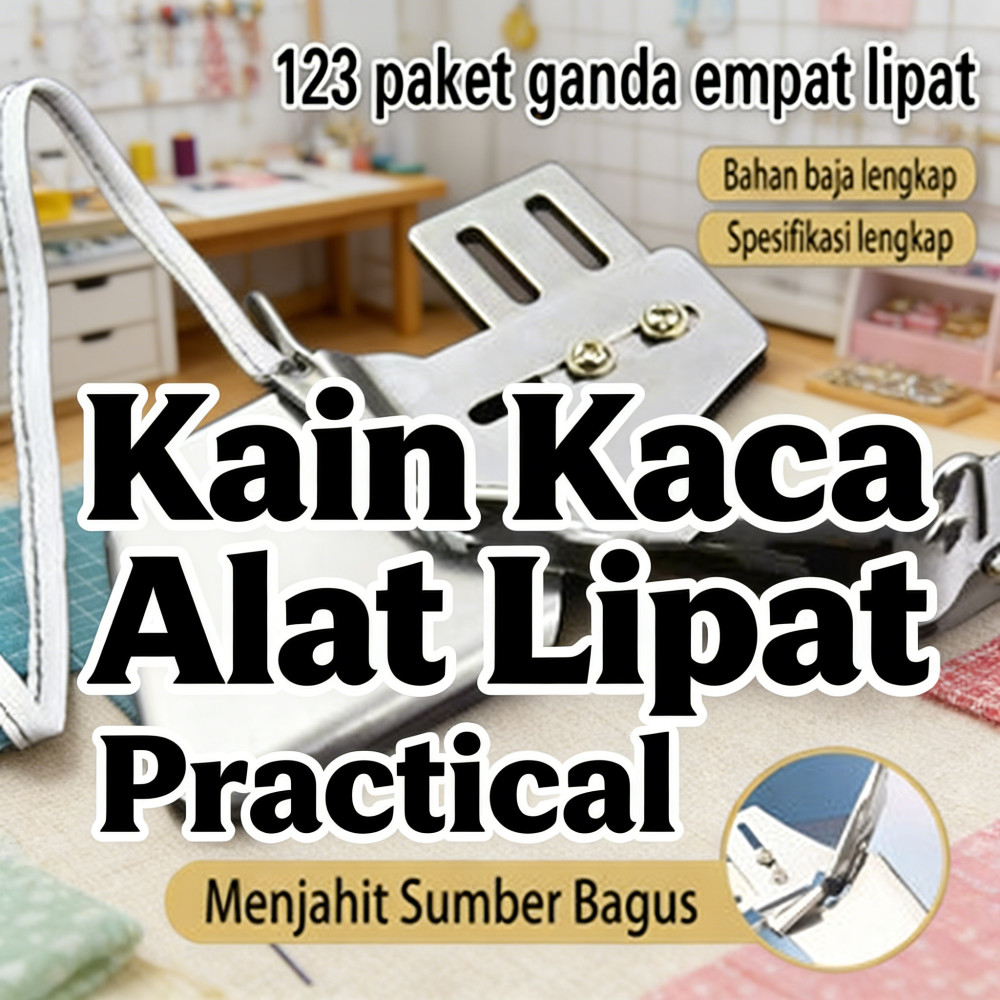 Bisban Kain Mesin Jahit Pinggiran Universal 30/32/34mm Alat Lipat Kain Corong Kelim 4 Lipatan Ganda 