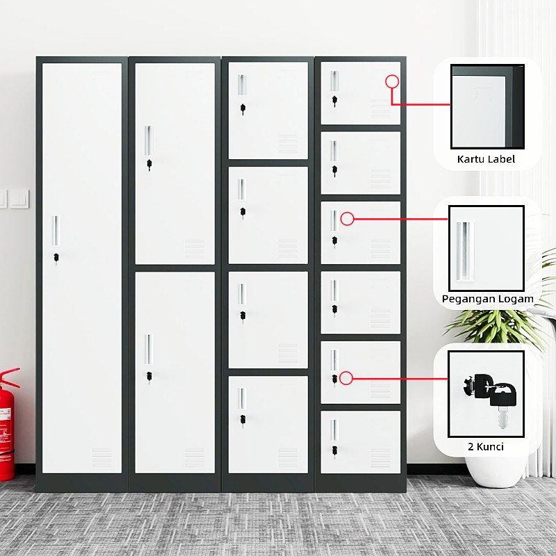 Lemari Penyimpanan Besi - Lemari Loker Lemari Multi-Pintu Dengan Kunci Lemari Baju Logam Loker Karya