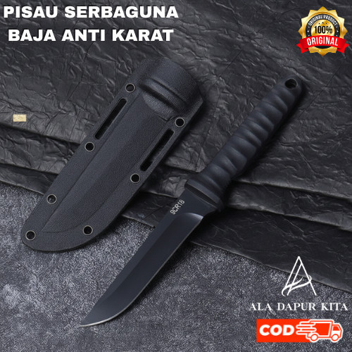 PISAU SURVIVAL OUTDOOR BERKEMAH SERBAGUNA BAHAN BAJA D2 ANTI KARAT