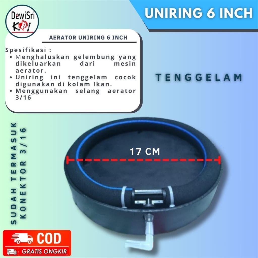Aerator Uniring 6 Inch Diffuser Gelembung Halus Tenggelam untuk Kolam Ikan Koi Dan Bioflok