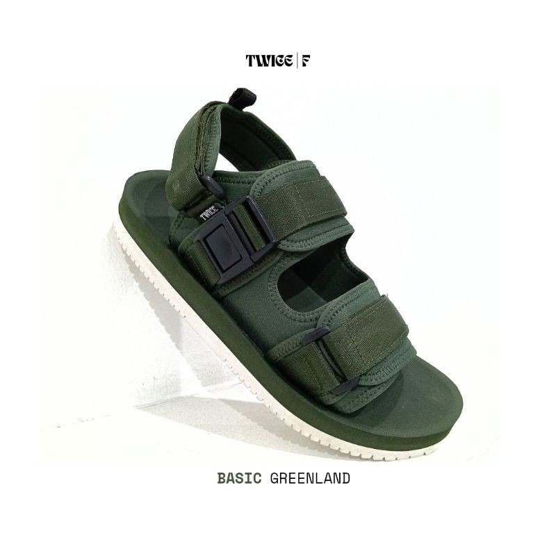 Custom TradeMark | TWICE BASIC GREENLAND | Sandal Pria Outdoor | Sandal Wanita Outdoor | Sandal Pria