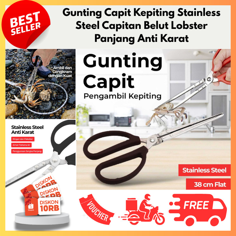 Gunting Capit Kepiting Stainless Steel Capitan Belut Lobster Panjang Anti Karat