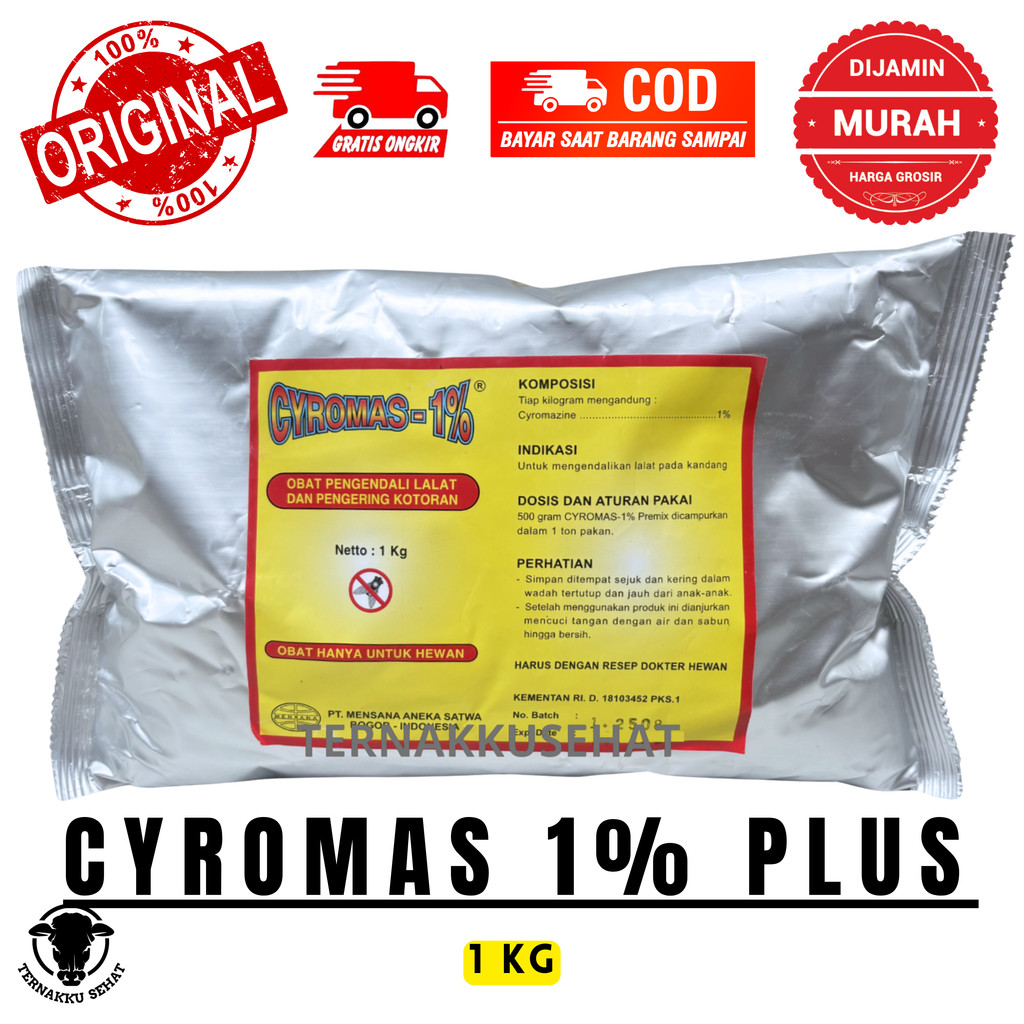 CYROMAS 1% PLUS 1 KG - Mensana Obat Pengendali Larva Lalat dan Pengering Kotoran Peternakan Kandang 