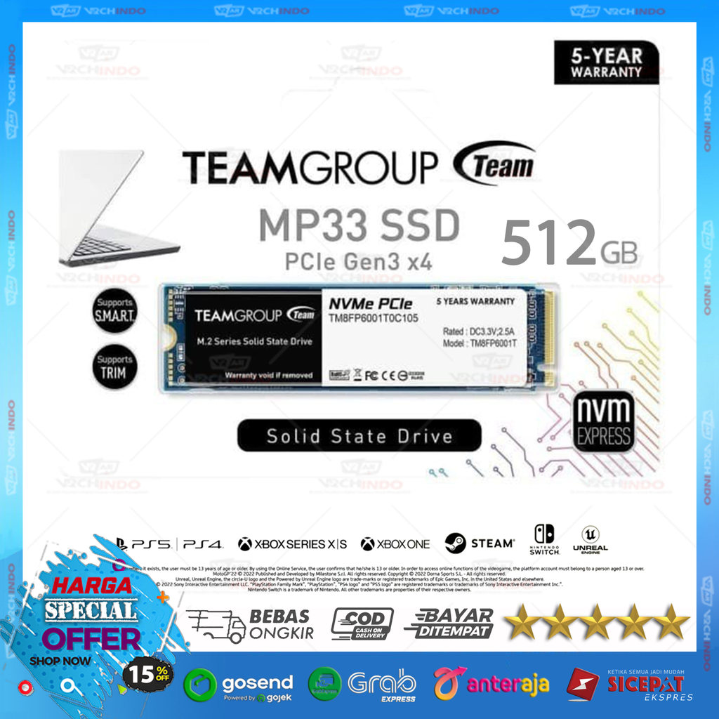 SSD NVMe M.2 Team Group 512GB Team MP33 2280 - SSD NVME M2 512 GB TeamGroup MP-33 2280 PCIe Gen 3 X4