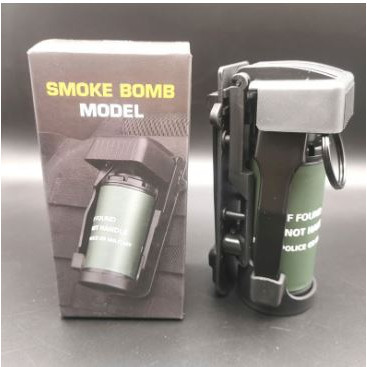 Dummy Smoke Grenade With Trigger Pouch Granat Tactical Bom Asap - Hitam