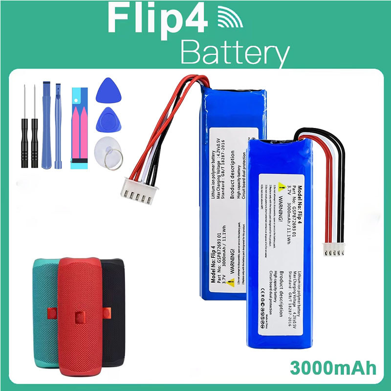 PURFIELD 3000mAh 3.7V GSP872693 Flip 4 Battery 01replacement Battery  + Tools For Bateria JBL Flip 4