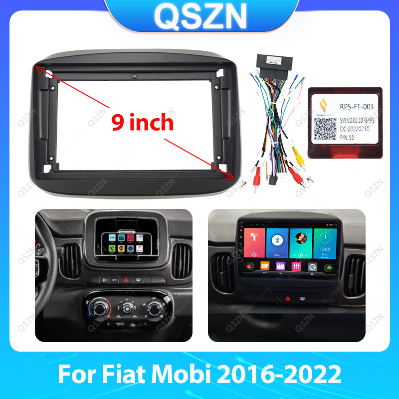 Car Android Rao Frame For Fiat Mobi 2016-2022 9 inch 2N Fascia Stereo Panel Harness Wire Canbus Box 