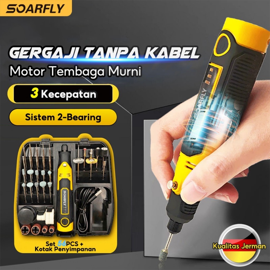 SOARFLY [COD] Bor Mini Drill Grinder 57 Pcs Mini Grinda Mikro Pengukir Pena Bor Listrik Penghalus-Al