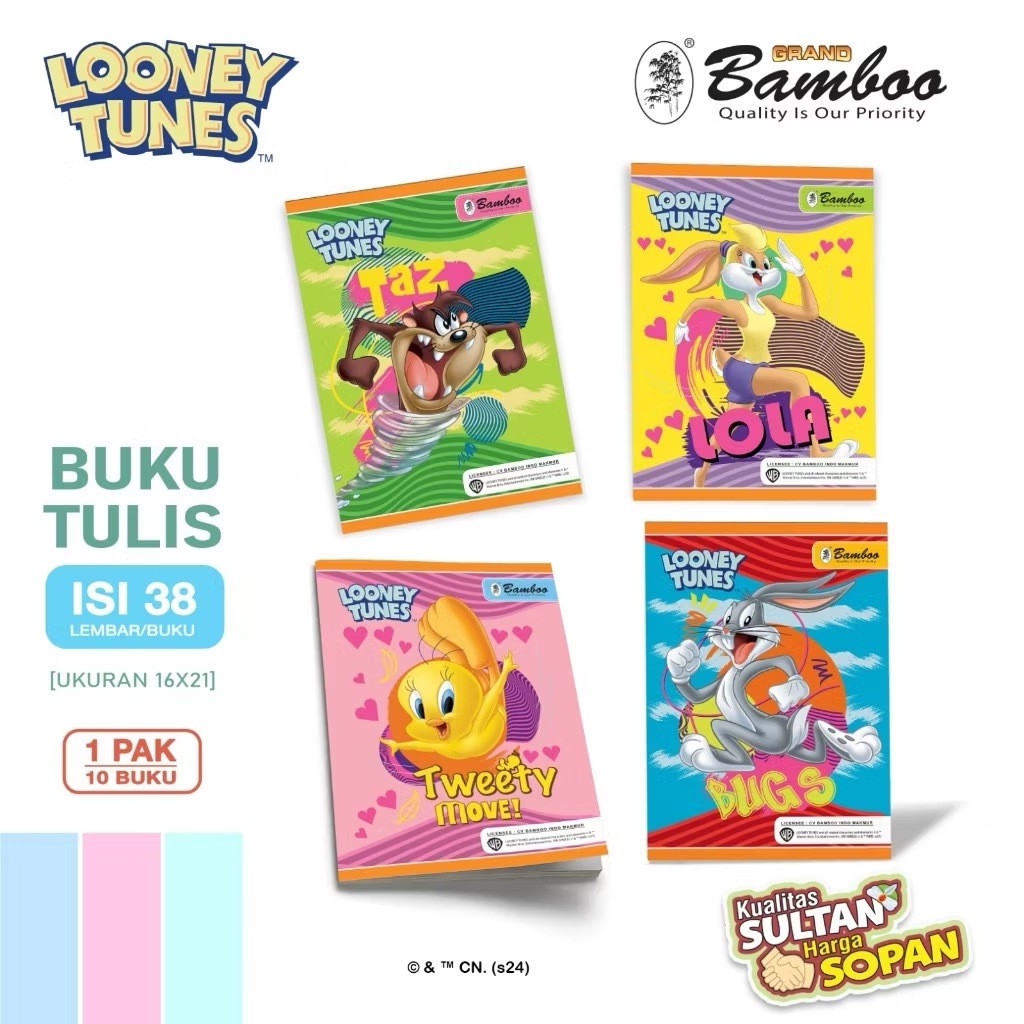 Bamboo Buku Tulis Looney Tunes Fancy Buku Sekolah Kwarto 38 Lembar