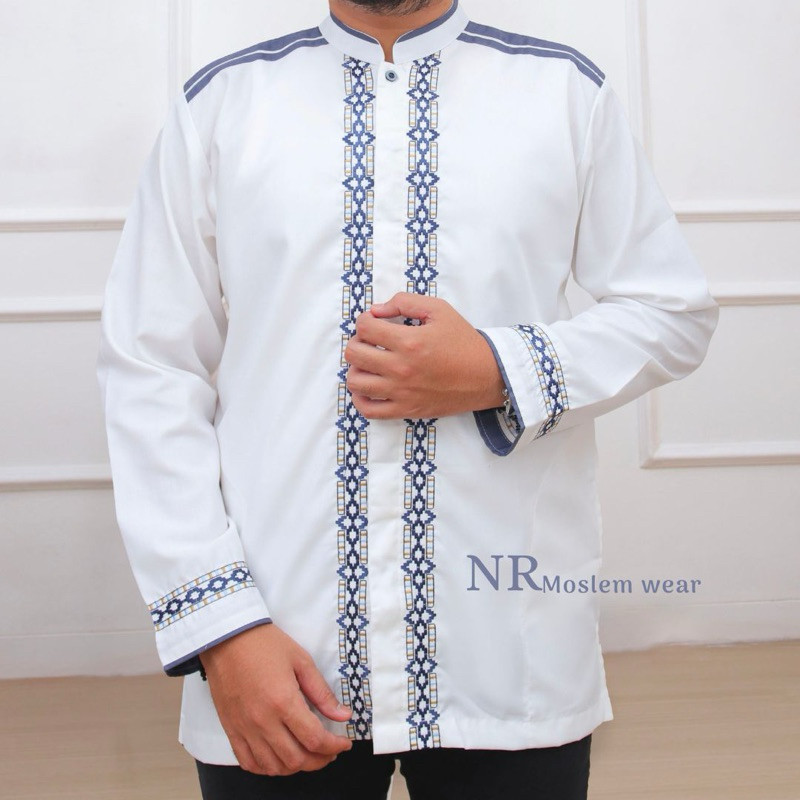 BAJU KOKO PUTIH DEWASA TANGAN PANJANG  / KOKO ARRAHMAN PANJANG / BAJU KOKO KATUN ADEM kode ( ARK )