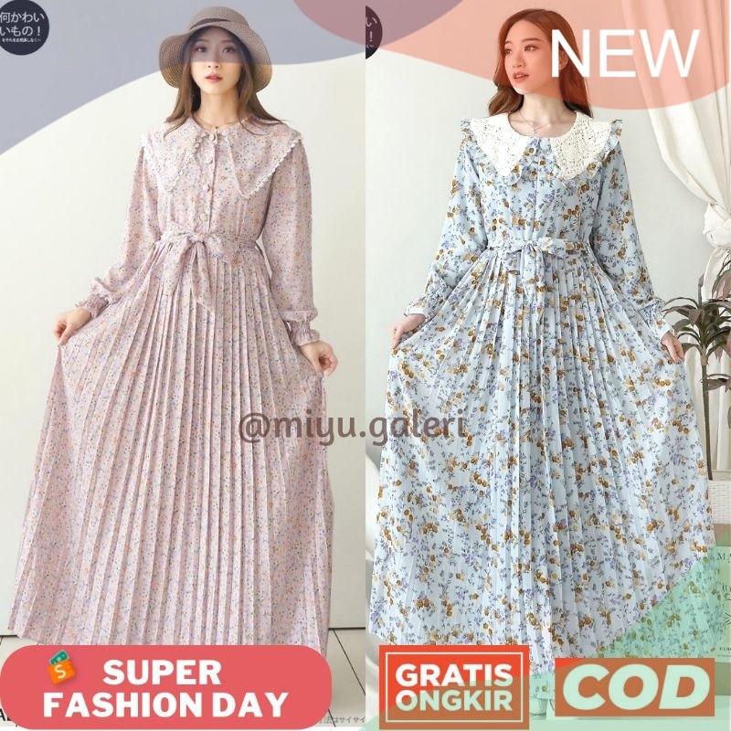 Korean Dress Plisket Gamis Ceruty Premium Import Terbaru Gamis Plisket Ceruty Wolfis Ceruti Korea Ba