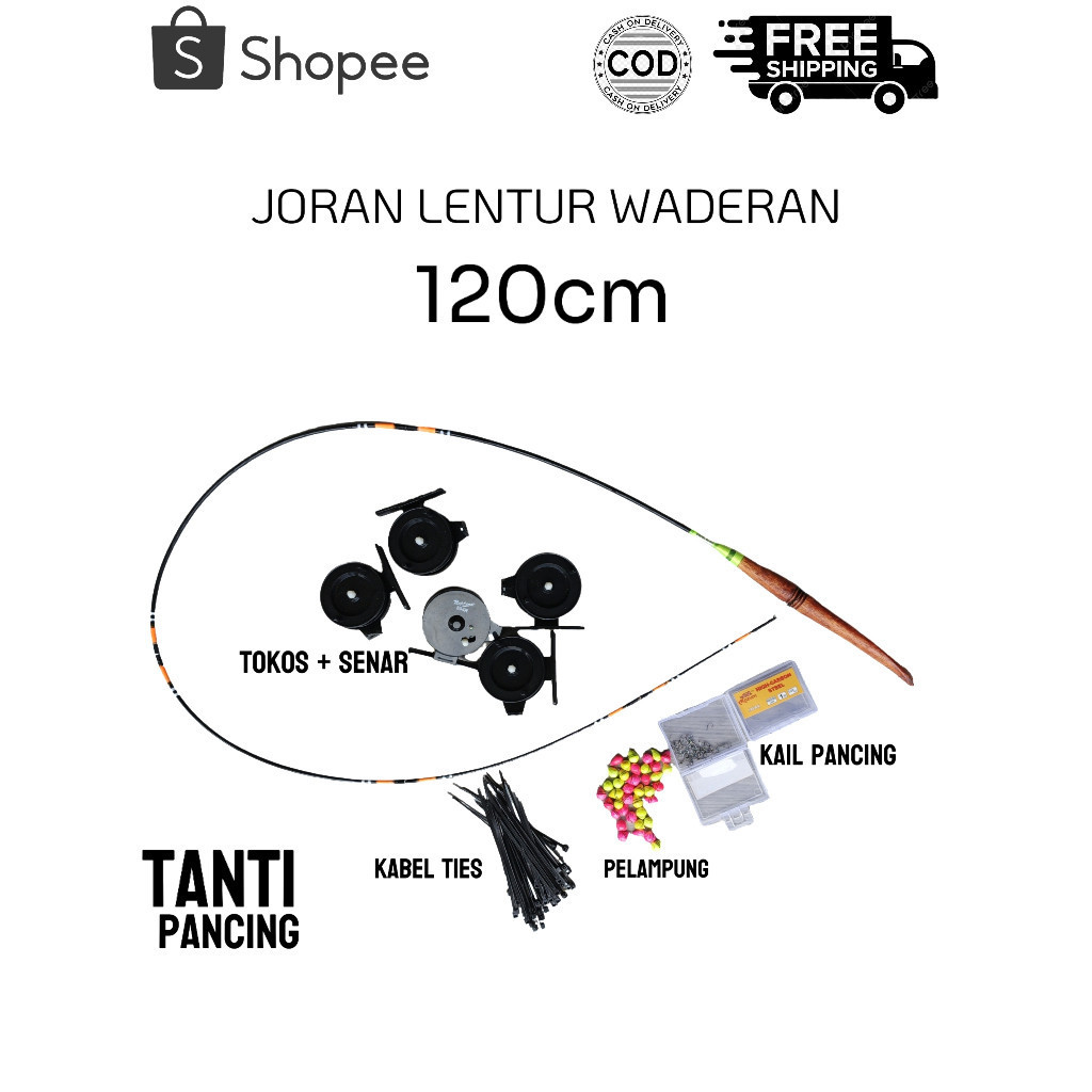 joran pancing fiber lentur set komplit 120
