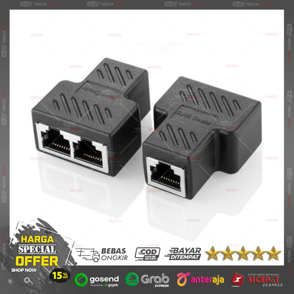 Adaptor Sambungan LAN RJ45 Splitter Barel 1 ke 2 | Connector Kabel Internet Ethernet