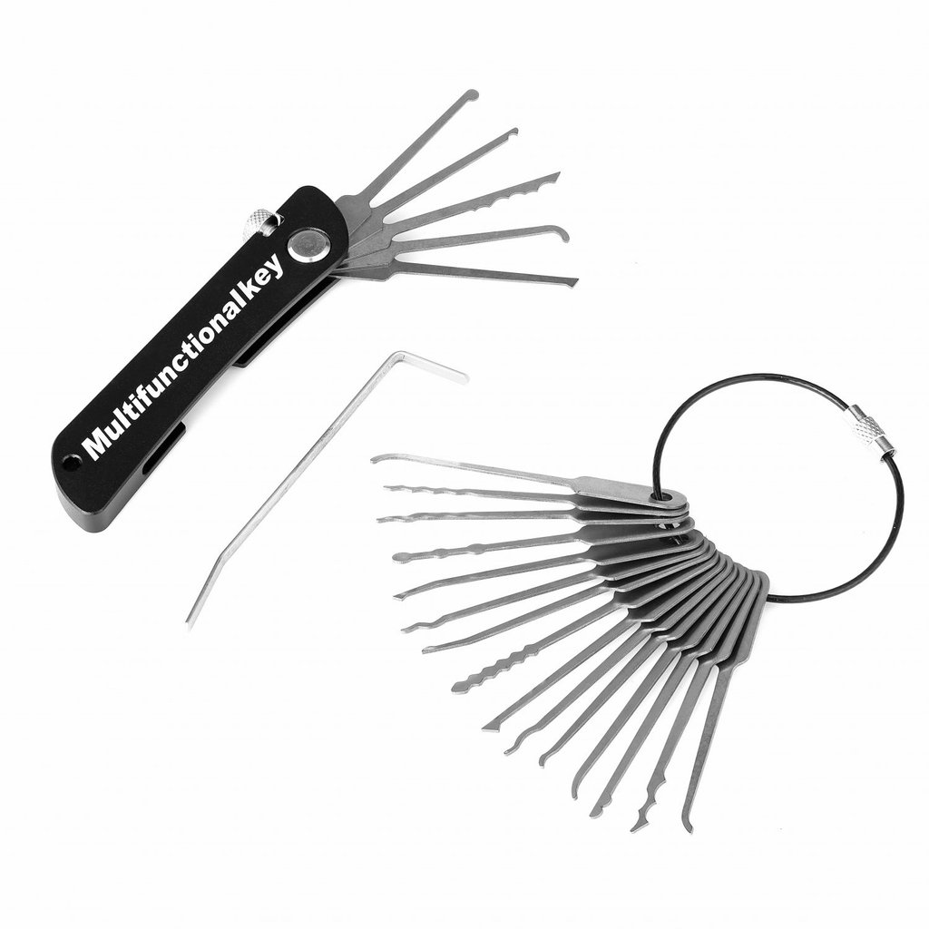 Locksmith Supplies 21 in 1 Stainless Steel Lock Picking Set with Wrench for Beginners and Profession