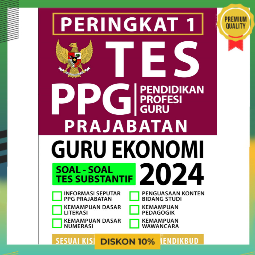 BUKU PERINGKAT 1 TES PPG PRAJABATAN GURU EKONOMI 2024 IDO207 AKADEMI CPNS