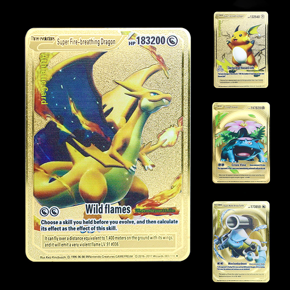 New Pokemon183200 Points Super Card English Golden Metal Card Pikachu Charizard Mewtwo Vstar Vmax Le