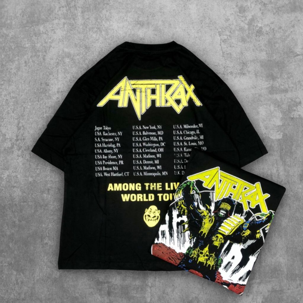 Baju Kaos Oversize ANTHRAX - T Shirt Vintage Oversize Anthrax - Baju Kaos Pria Wanita Oversized T-sh