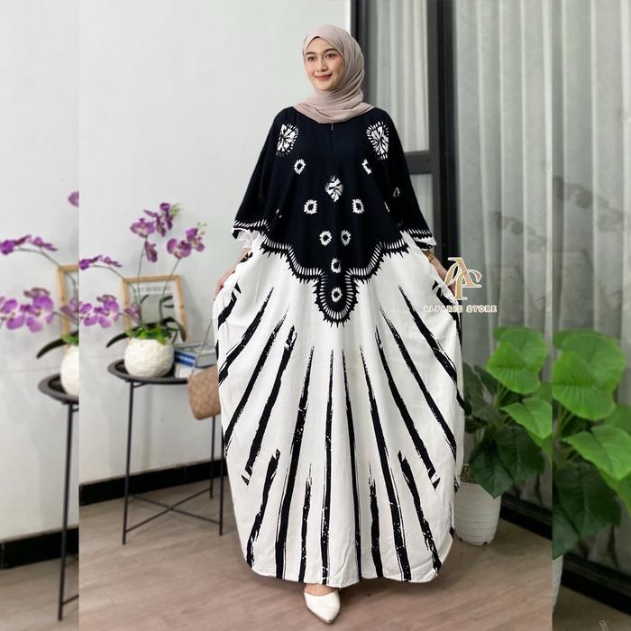 Exclusive Sale Kaftan Rayon Jumbo Motif Ony Ld 180 cm Muslim Wanita Cantik Nyaman - Ony Putih Tbk