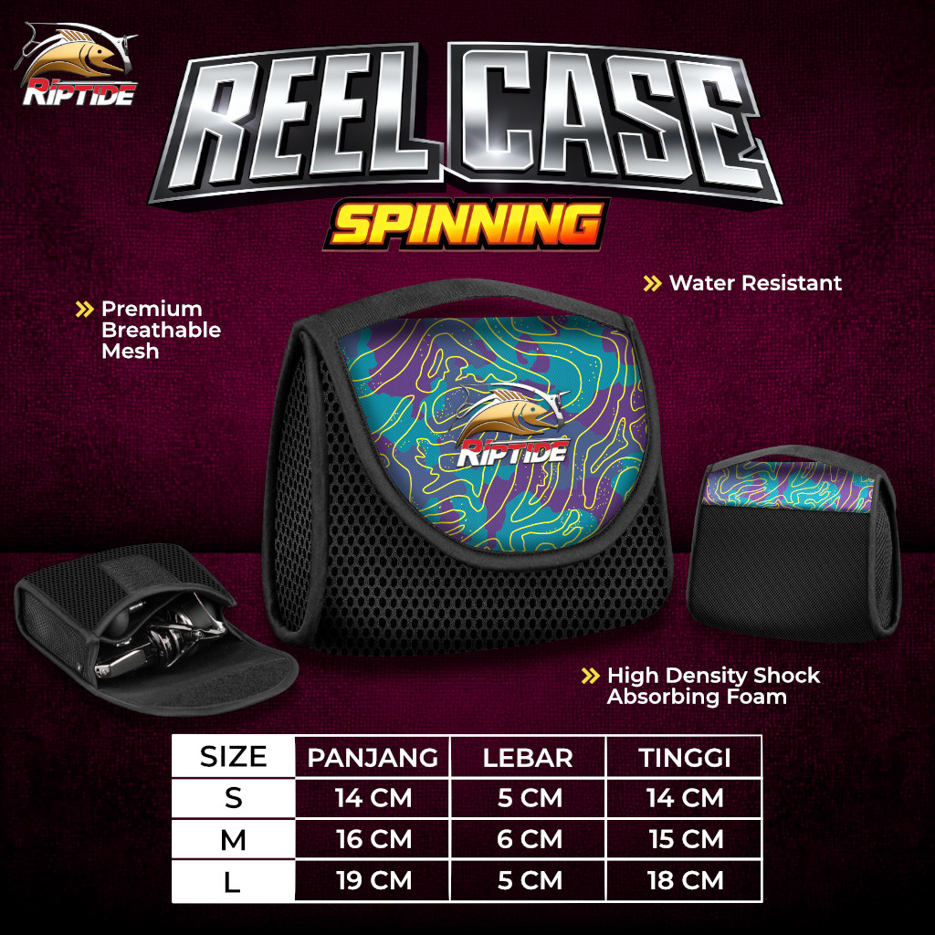 RIPTIDE REEL CASE SPINNING TAS PELINDUNG REEL PANCING SPINNING WATER RESISTANT