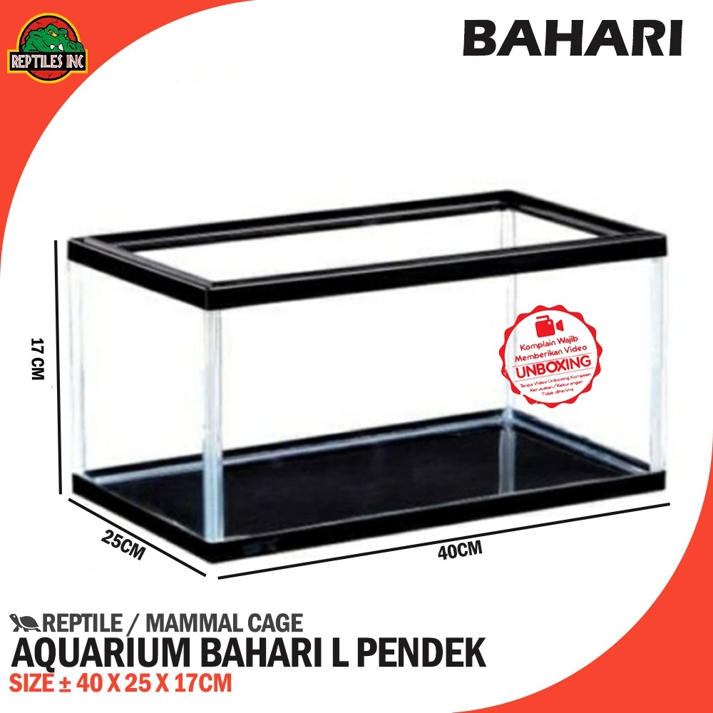 New Bahari Akuarium / Aquarium Kandang Hewan Reptil Ikan Dengan Tutup