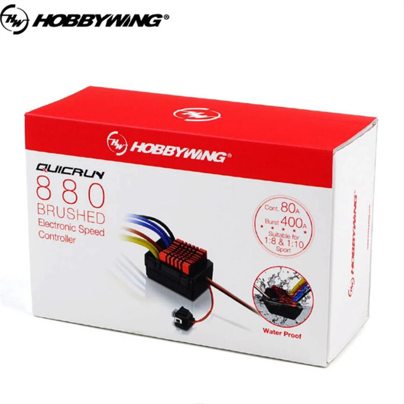 Hobbywing QuicRun WP 880 Dual Brushed ESC Tahan Air 80A Untuk Mobil RC 1/8 1/10 Motor 540 550 775 Pe