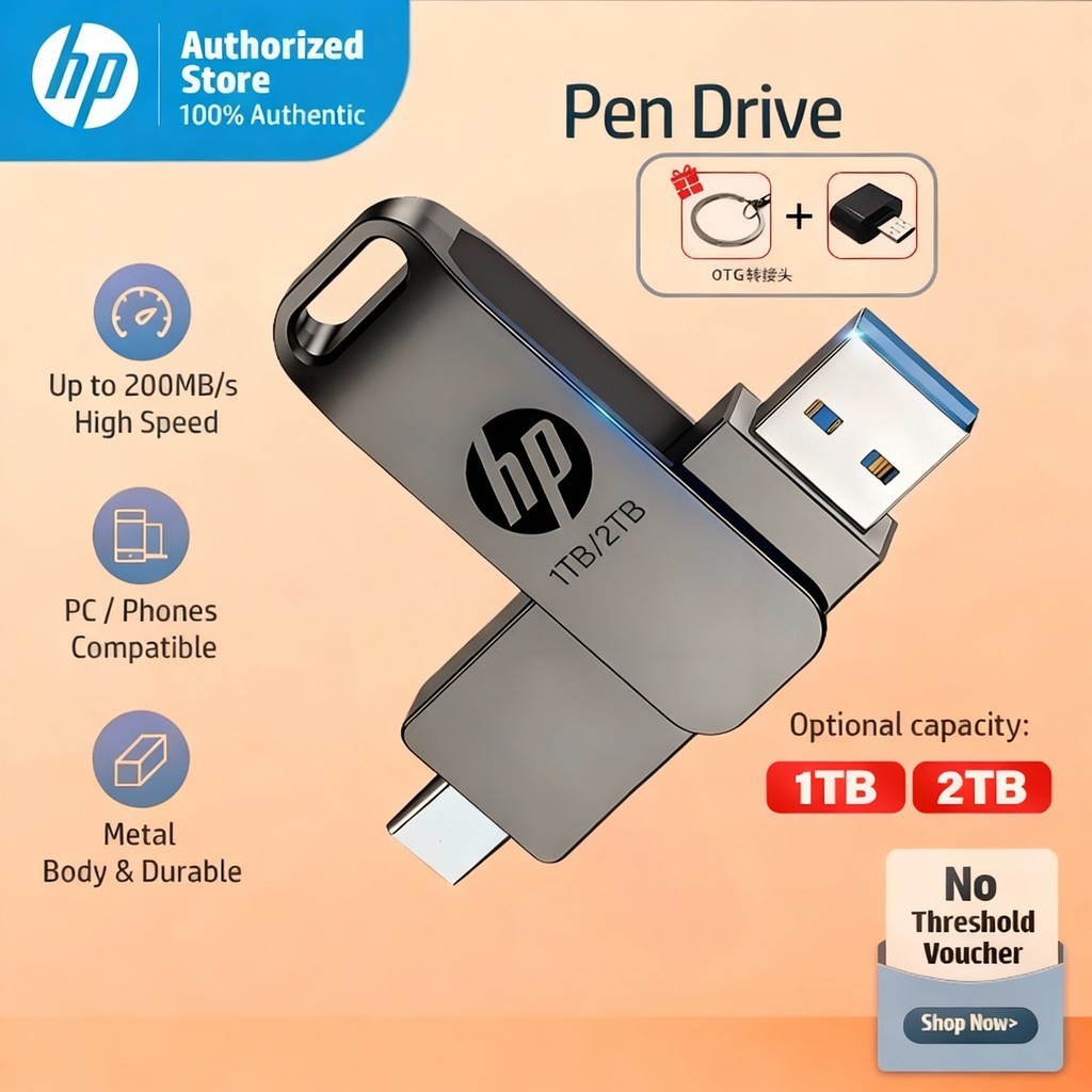 HP 1TB 2TB Flash Drive for Android HP OTG Flashdisk High Speed USB 3.0 Flash Drive Flash Disk[Free m