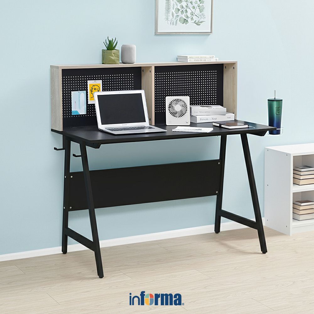 Informa Jaime Meja Belajar Anak Dengan Partisi - Hitam/Oak Kids Study Table Perlengkapan Furniture B