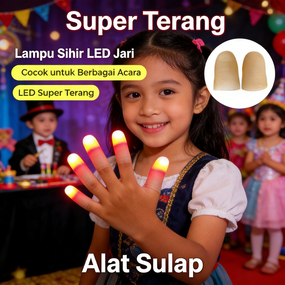 Alat Sulap Jari Menyala Lampu Led 2pcs Alat Sulap Jempol Untuk Pertunjukan Sulap Jari