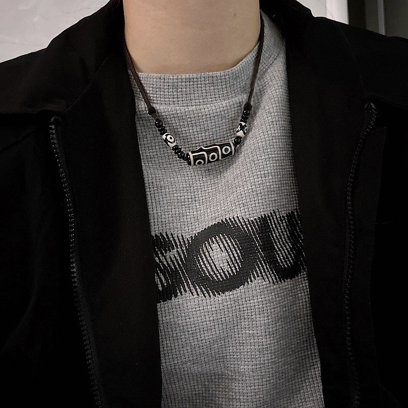 Kalung pria, gelang kalung dari tali elastis anyaman