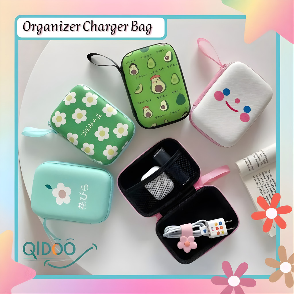 Earphone Harddisk Organizer Hardcase Tas Penyimpanan Makeup Aksesoris Kabel Charger Kepala Charger E