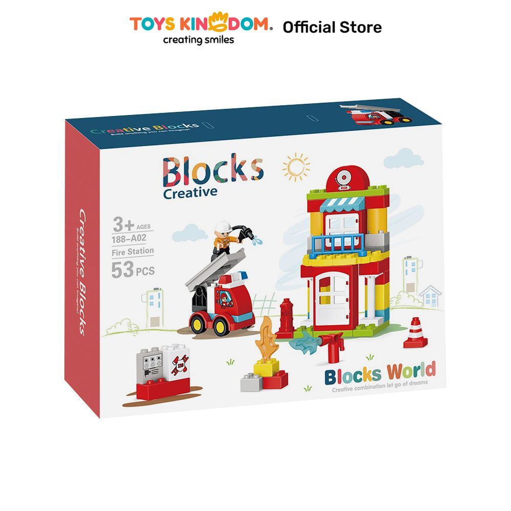 Bricks Kingdom Blocks Creative Fire Station Set 53 pcs - Mix Balok Susun Building Blocks Mainan